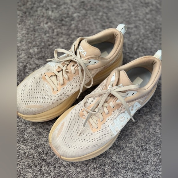 Men’s HOKA Bondi Running Activewear Shoe Oat Milk/Barley Size 10.5B - Picture 6 of 16